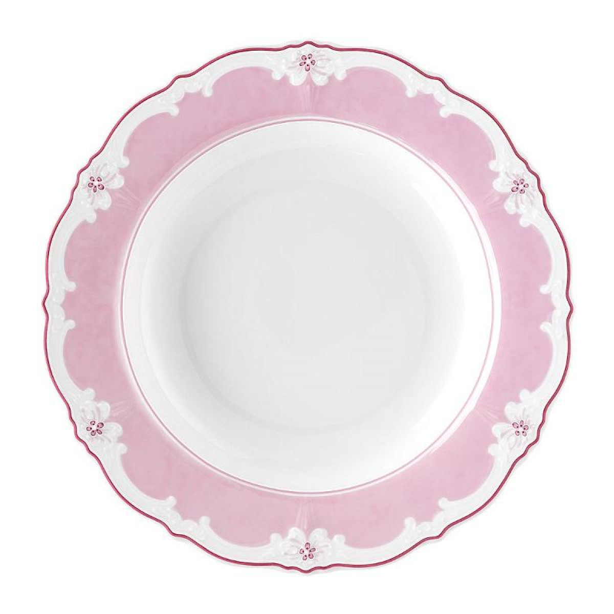 Hutschenreuther Baronesse Estelle Pink Solid: Suppenteller 24 cm mit Fahne Hutschenreuther Baronesse Estelle Pink Solid: Suppenteller 24 cm mit Fahne