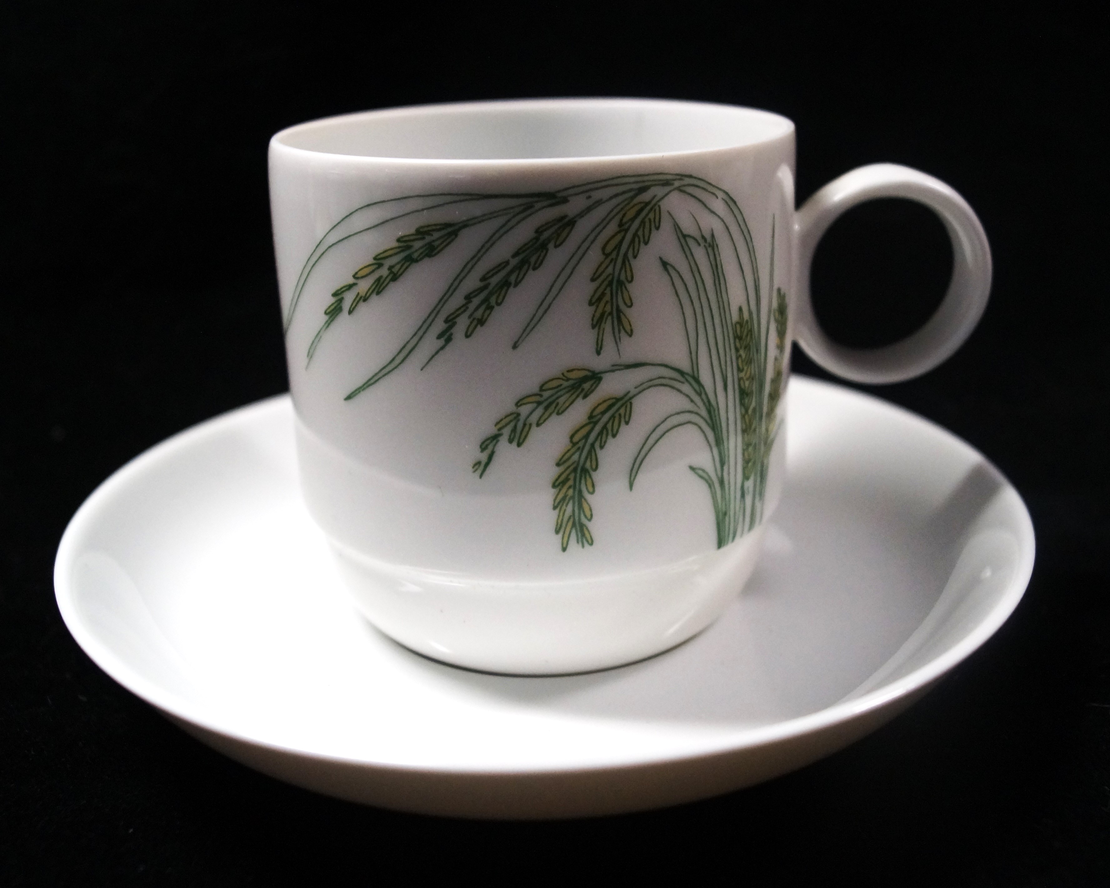 Rosenthal Duo Indian Rice: Kaffeetasse 2-tlg. 0,21 ltr.; H = 7 cm; Ø = 7 cm; Untertasse Ø = 13,5 cm;