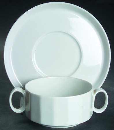 Rosenthal Polygon Weiss - Weiß: Suppentasse 2-tlg. H = 5,5 cm Durchmesser = 10,5 cm UT = 17,5 cm