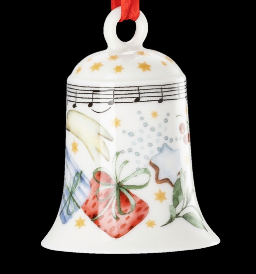 Hutschenreuther Sammelserie 2025 Weihnachtslieder - Alle Jahre wieder: Porzellanglocke 7 cm